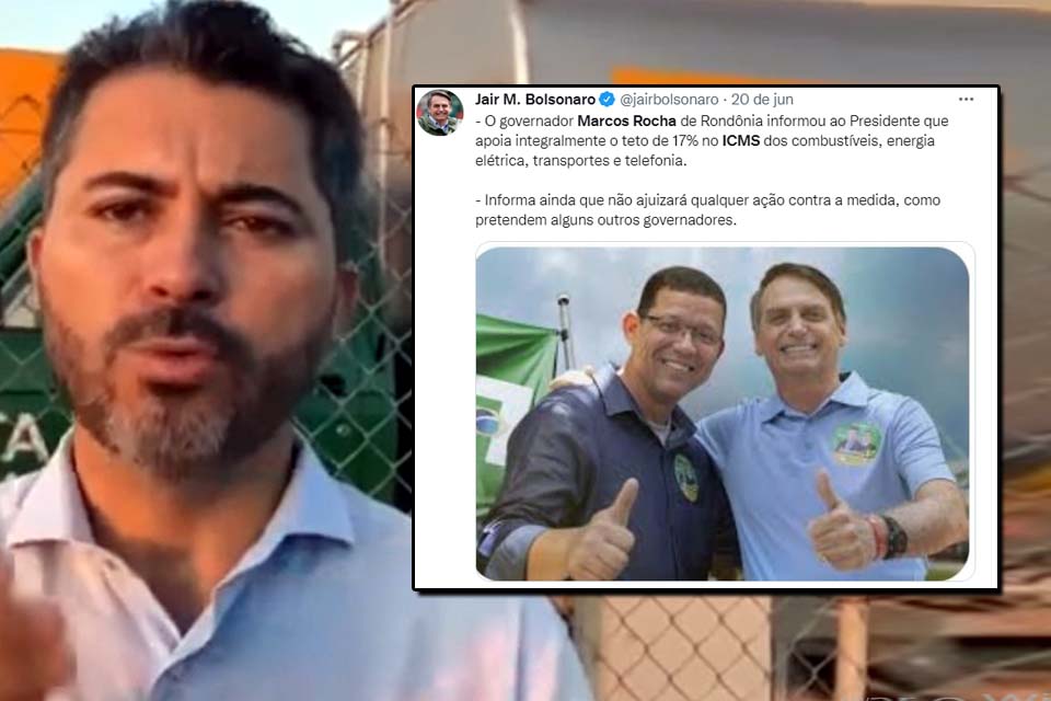 Bolsonaro destacou Rocha por adesão ao ‘‘teto do ICMS do combustível’’; Rogério ataca governador e prefeitos de Rondônia ao falar sobre o tema
